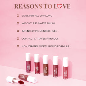 Just Herbs Liquid Lipstick Kit applicator closeup shows teardrop tip for precision