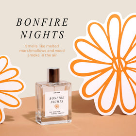 Just Juice Bonfire Nights bottle closeup, showcasing toasted vanilla notes for cozy evenings.