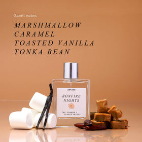 Just Juice Bonfire Nights packaging, premium design that stands out on vanity.
