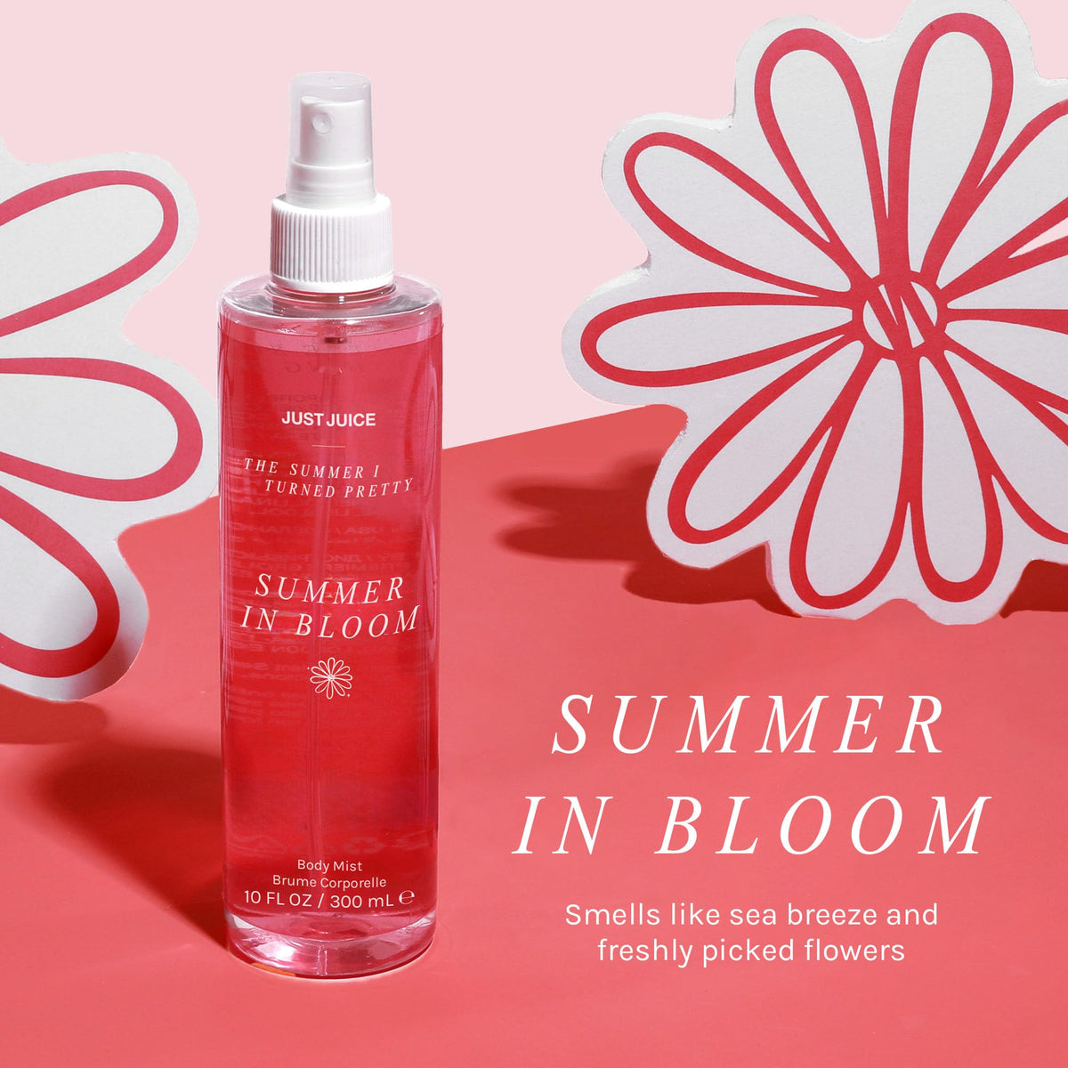 Just Juice Summer in Bloom mist dispense for easy, light fragrance application.