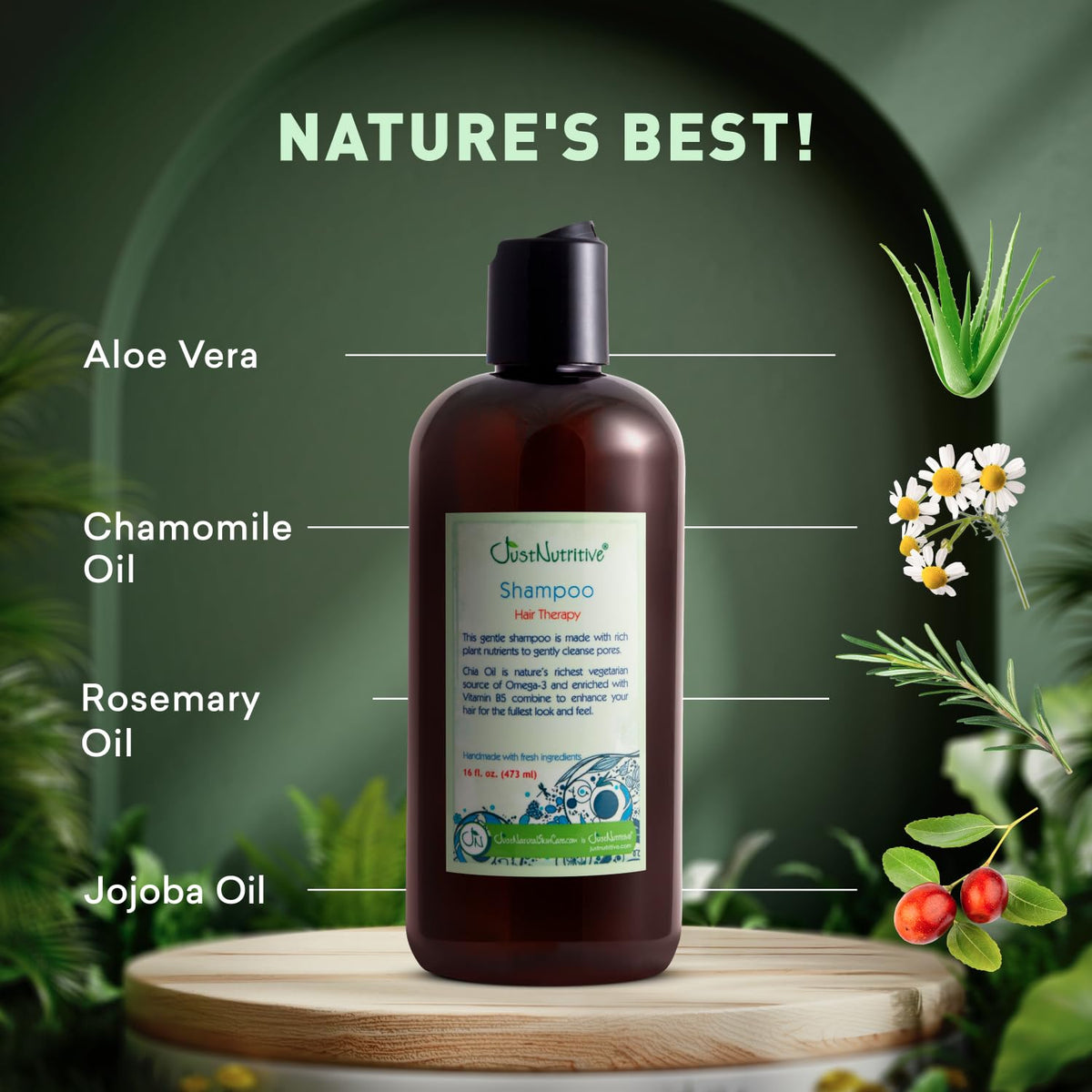 Just Nutritive aloe vera hydrosol bottle indicating gentle cleansing base.