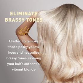 Just Nutritive Blonde Shampoo label emphasizes sulfate-free, gentle care