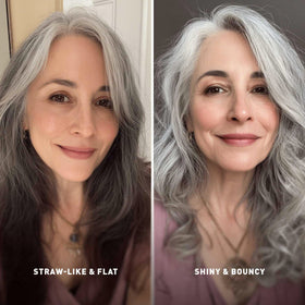 Just Nutritive color-treated hair repair image showing enhanced flexibility.