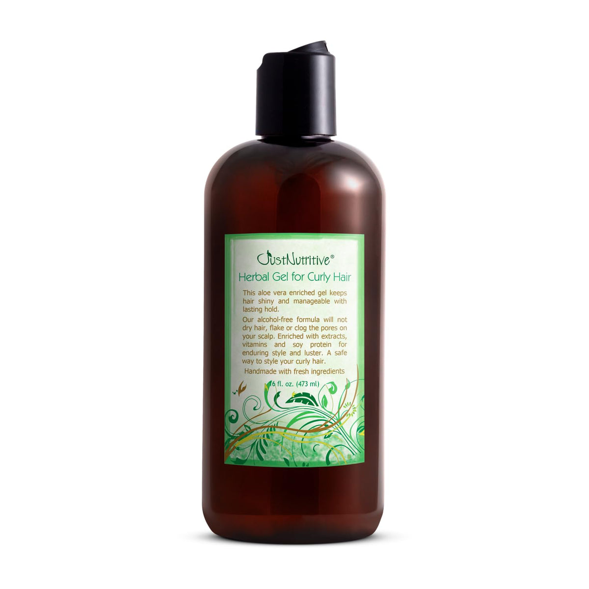 Just Nutritive Herbal Gel bottle showing alcohol-free hold for defined curls