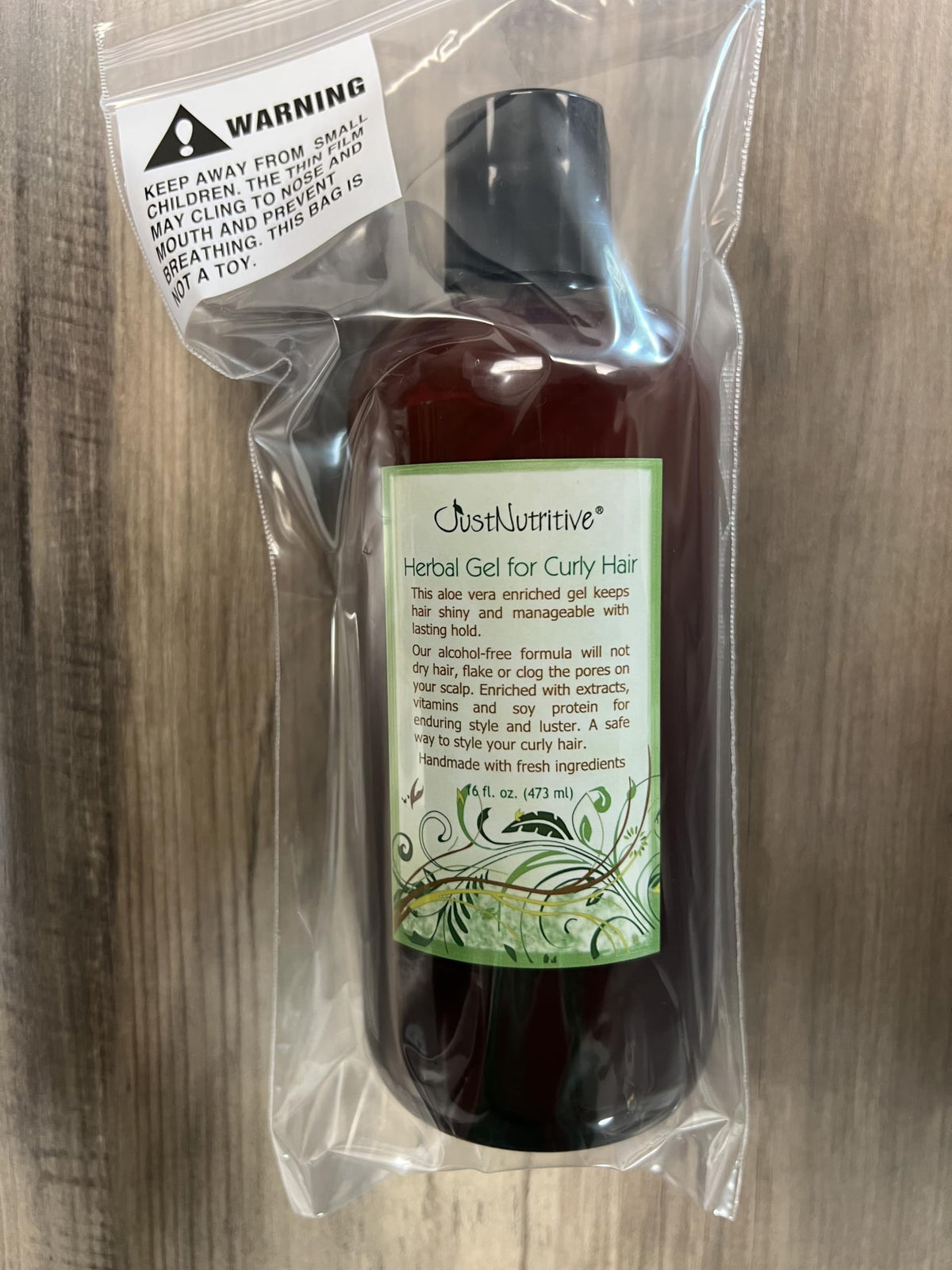 USA-made Just Nutritive Herbal Gel label on packaging
