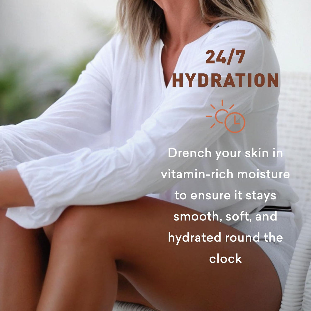 Just Nutritive Indoor Tanning Lotion ingredients panel emphasizes Aloe, Coffee and Vitamin E.