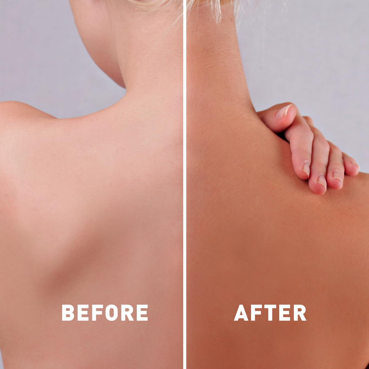 Just Nutritive Indoor Tanning Lotion tan-glow close-up suggests a tropical, sun-kissed look.