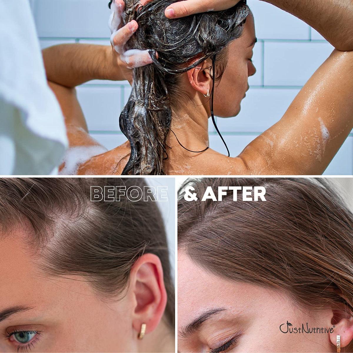 Just Nutritive nettle root extract emphasizes botanicals for scalp wellness.