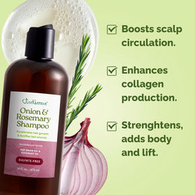 Just Nutritive Onion and Rosemary Shampoo pump for convenient daily use.