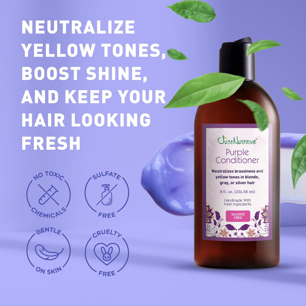 Just Nutritive Purple Conditioner ingredients highlight plant-based proteins