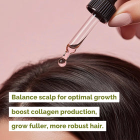 Just Nutritive Rosemary and Onion Hair Growth Oil dropper enabling precise scalp application.
