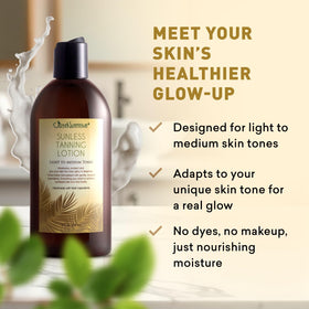 Just Nutritive sunless tanning lotion non-greasy formula for quick absorption.