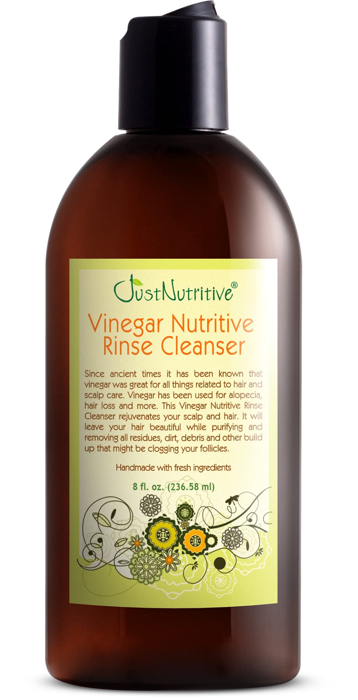 Just Nutritive Vinegar Nutritive Rinse bottle promotes clarified scalp and refreshed hair