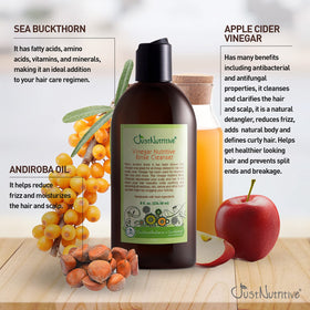 Just Nutritive Vinegar Nutritive Rinse highlights sea buckthorn for nourishment