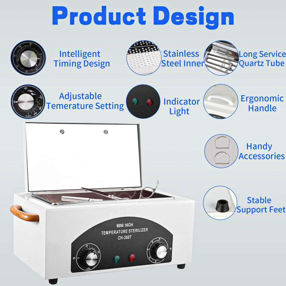 JUSTHERE Autoclave control dial showing simple one-dial operation for quick cycles.