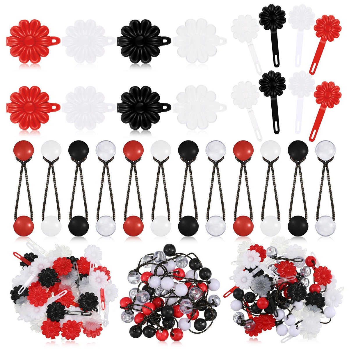 Jutom 72pcs hair barrettes balls display colorful retro style for kids