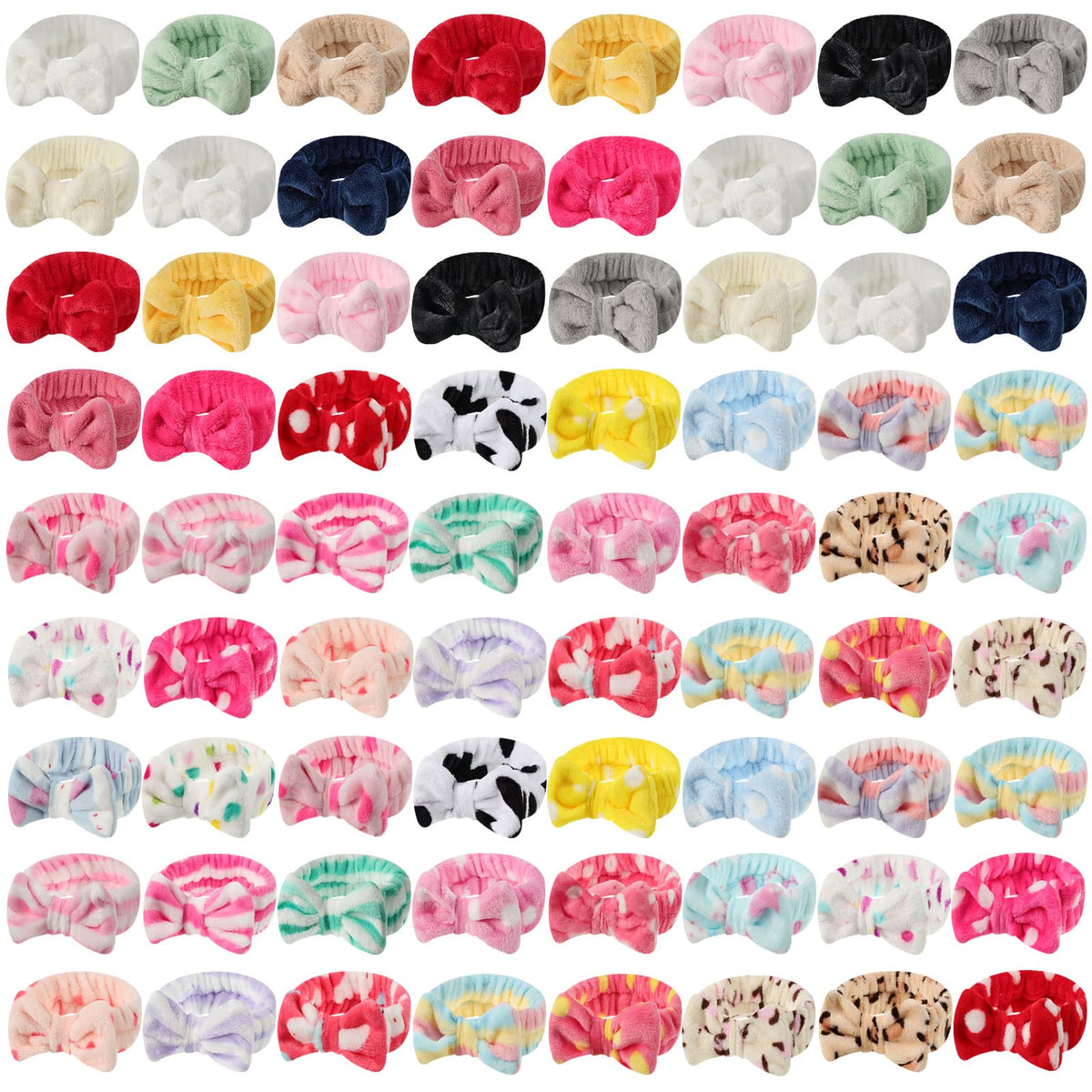 Jutom 74 Pcs Spa Headband Set with dots pattern for makeup and skincare routines