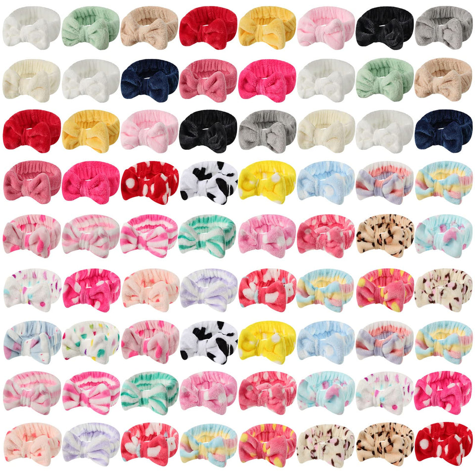 Jutom 74 Pcs Spa Headband Set with dots pattern for makeup and skincare routines