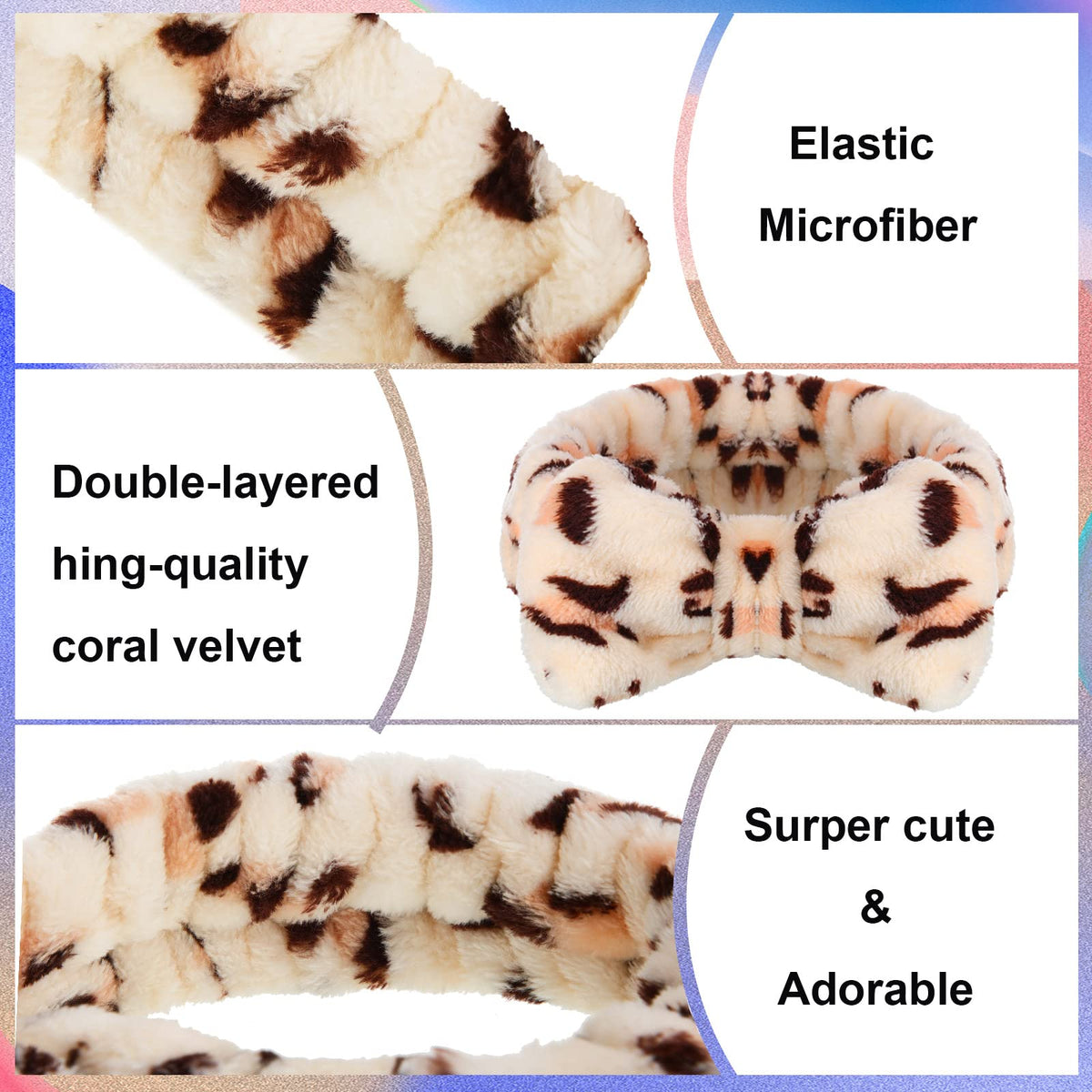 Jutom leopard print headbands protect hair during workouts and facial routines