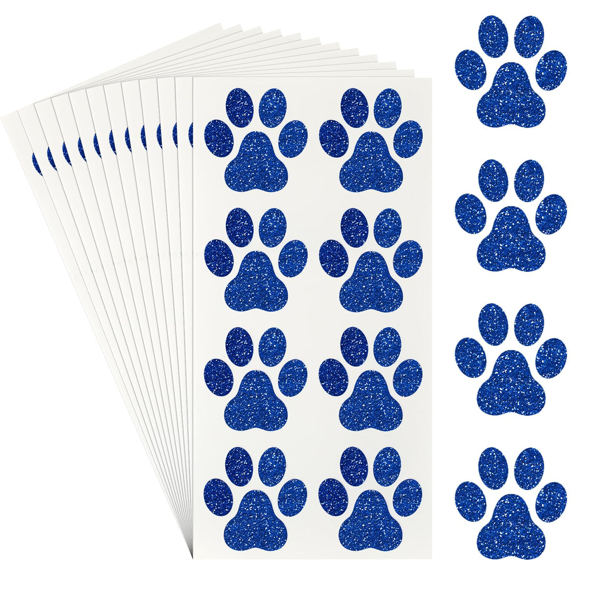 Jutom dog paw glitter tattoo blue sheet for face and body applications.