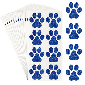 Jutom dog paw glitter tattoo blue sheet for face and body applications.