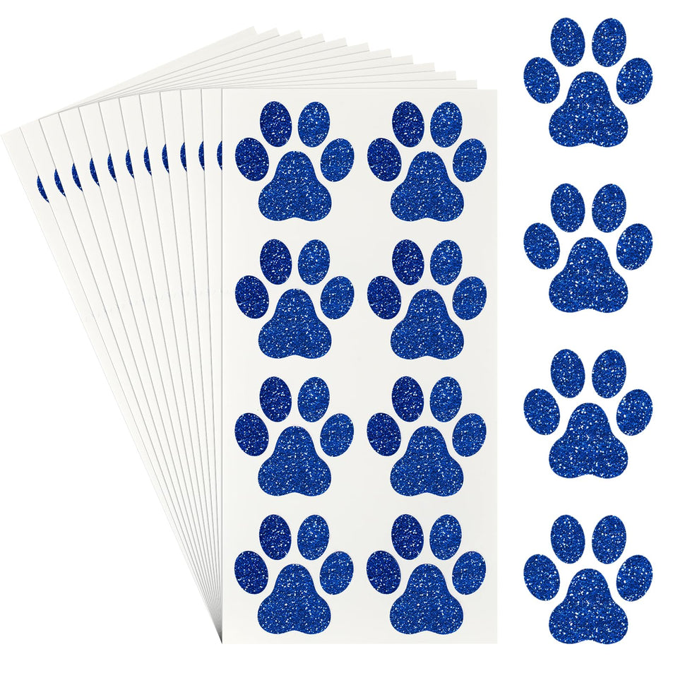 Jutom dog paw glitter tattoo blue sheet for face and body applications.