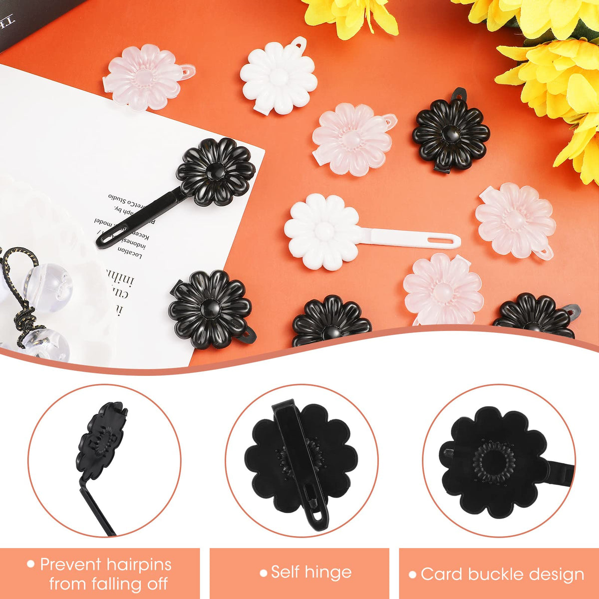 Jutom flower and bow clips showcase playful design options.