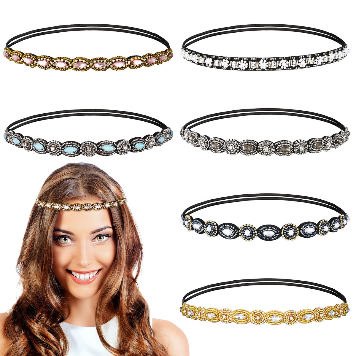 Jutom rhinestone headband style 1 for glamorous parties and daily wear