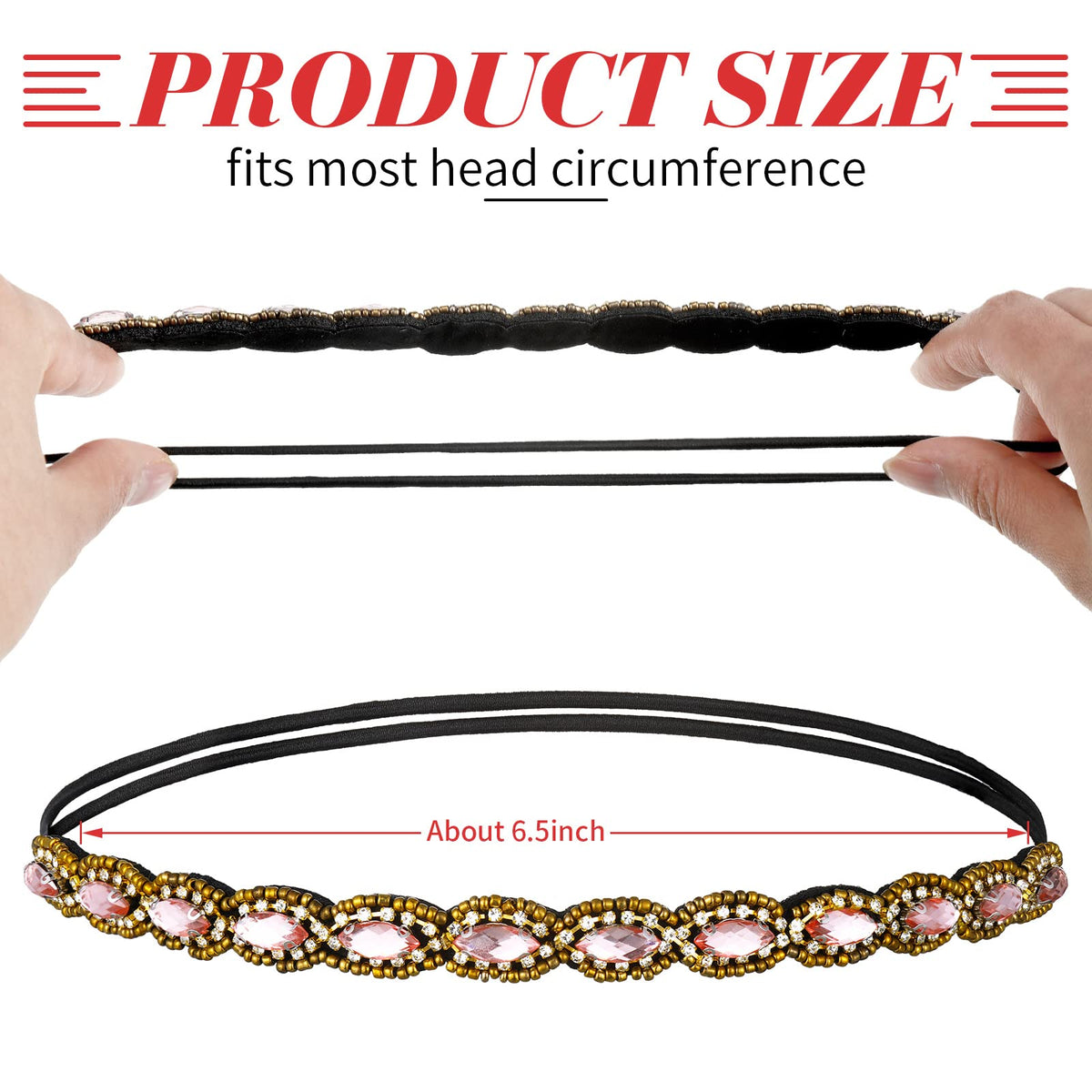 Jutom crystal beaded headband close-up highlighting brilliant stones and craftsmanship