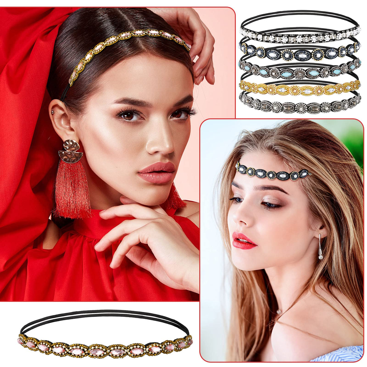 Jutom retro rhinestone headband ideal for weddings, parties, and stage looks