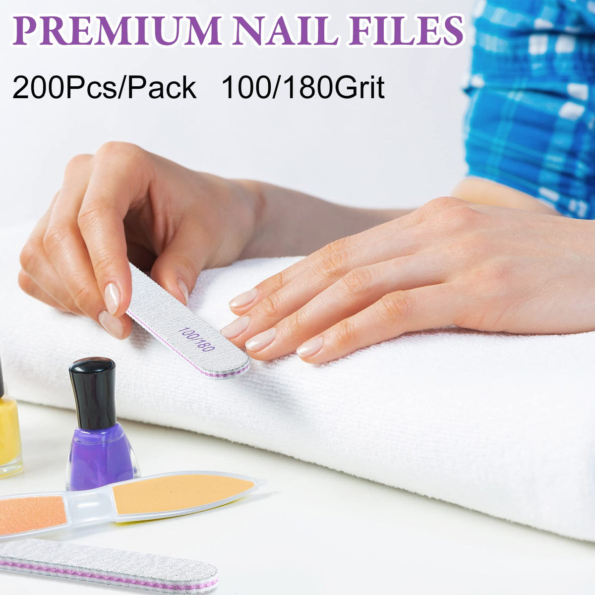 Nail files for salon and home use in a professional kit