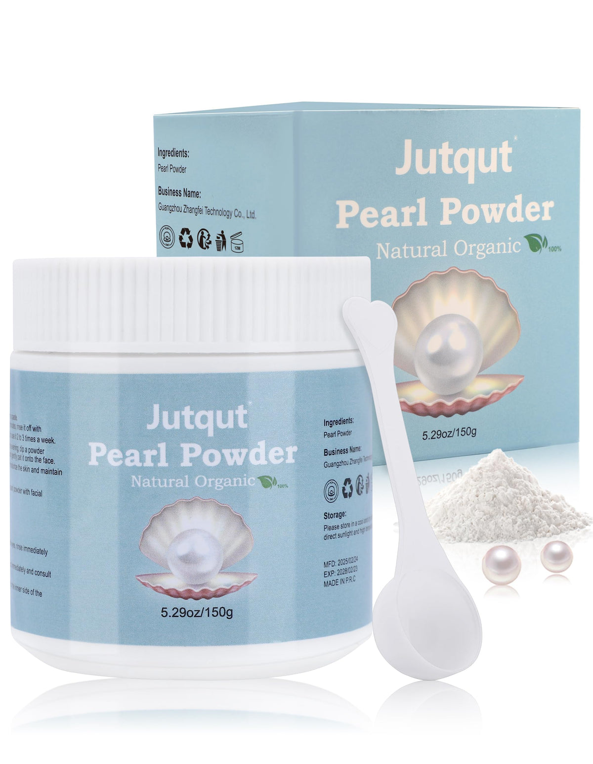 Jutqut Freshwater Pearl Powder jar highlights natural gloss and hydration for the skin.
