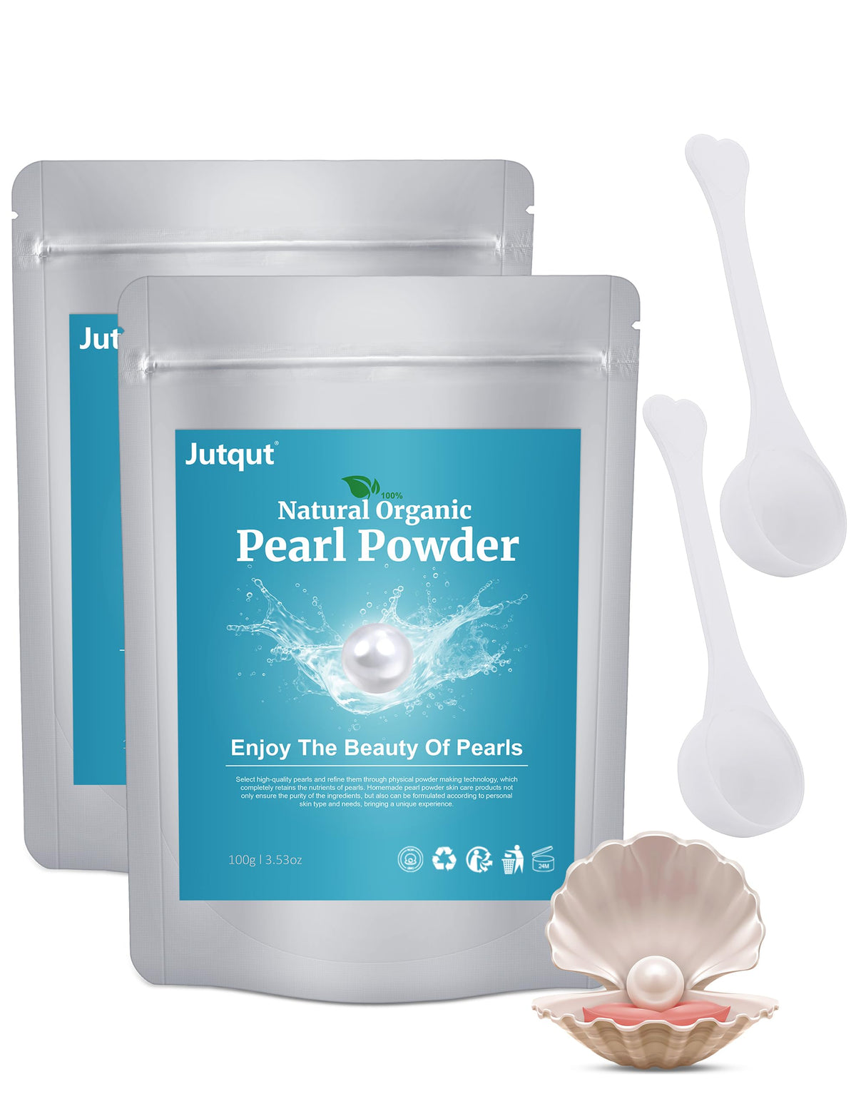 Jutqut freshwater pearl powder packaging for skincare setup