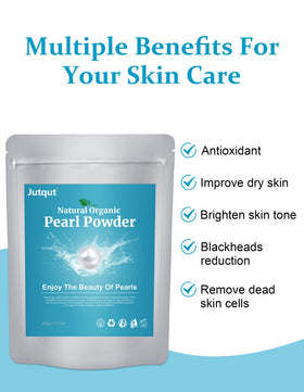Jutqut cosmetic-grade pearl powder close-up showing natural luster