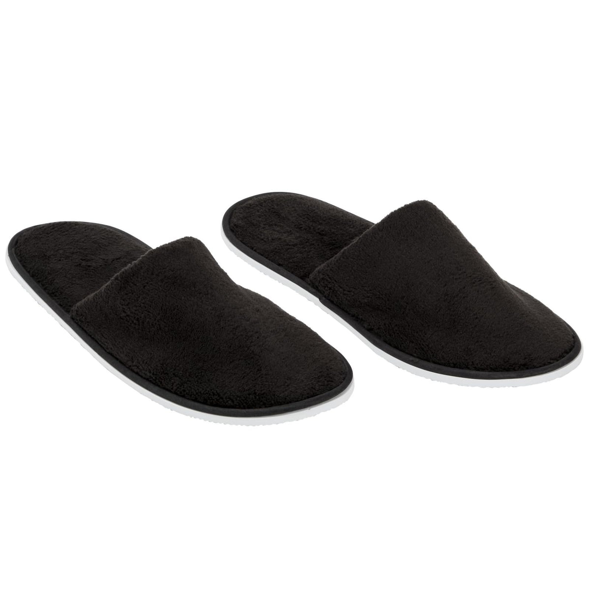 Juvale black slip-on slippers for discreet home or hotel style.