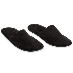 Juvale black slip-on slippers for discreet home or hotel style.