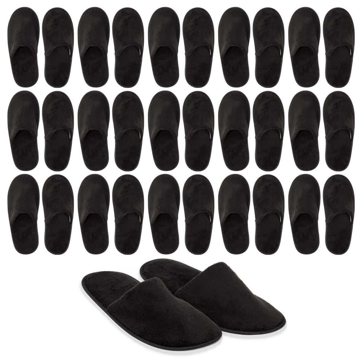 Juvale disposable slippers with plush lining for guest rooms and hotels.