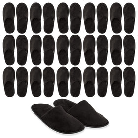 Juvale disposable slippers with plush lining for guest rooms and hotels.
