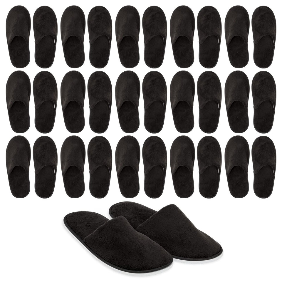 Juvale disposable slippers with plush lining for guest rooms and hotels.