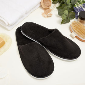Juvale house slippers for guests, easy to slip on.