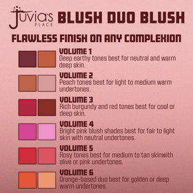 Juvia's Place Blushed Duo long-wear formula stays put through daily activities.