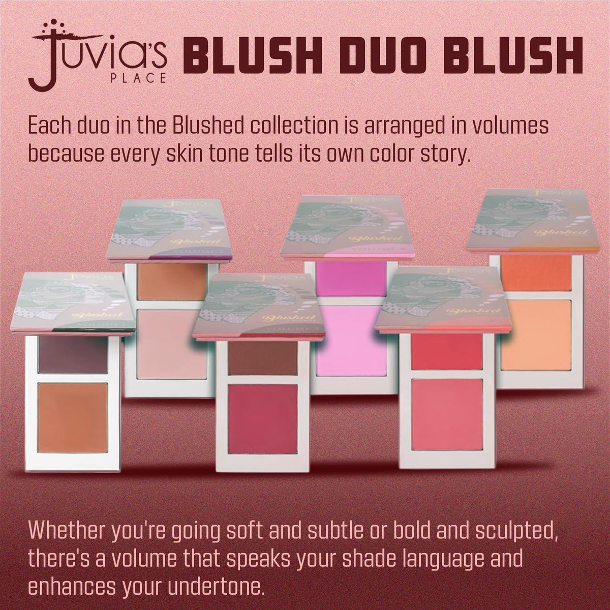 Juvia's Place Blushed Duo rose-shade swatch—buildable color for a natural flush.