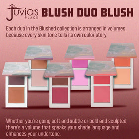 Juvia's Place Blushed Duo shows complementary hues blending for natural to rosy color.