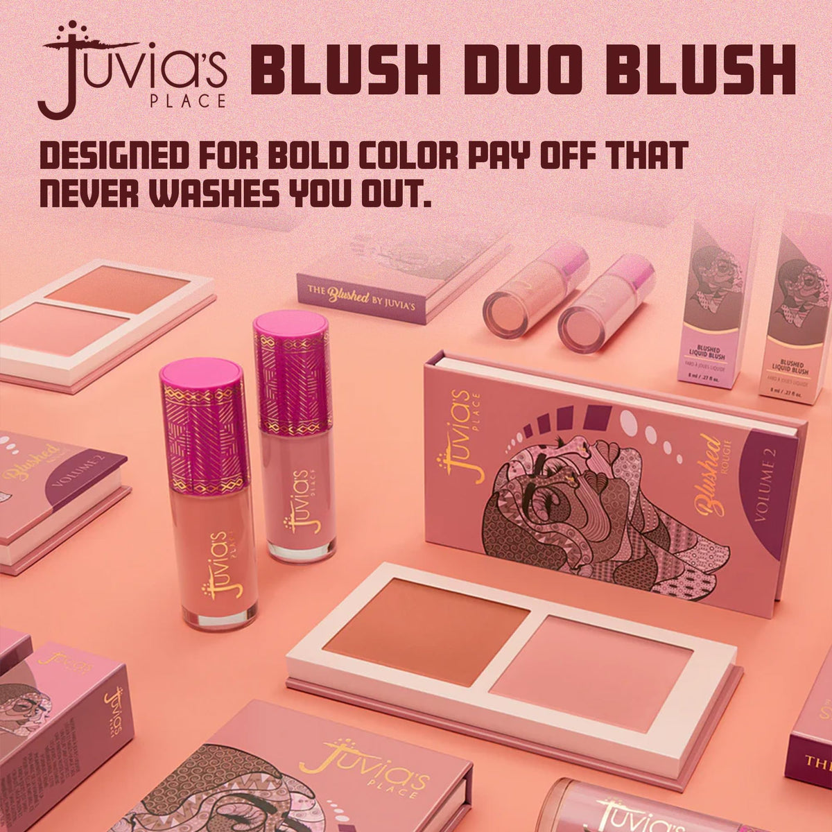 Juvia's Place Blushed Duo swirl-finish—versatile to enhance cheek contour and radiance.