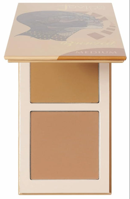 Juvia's Place Bronzed Duo medium soft matte bronzer compact for easy daily contour.