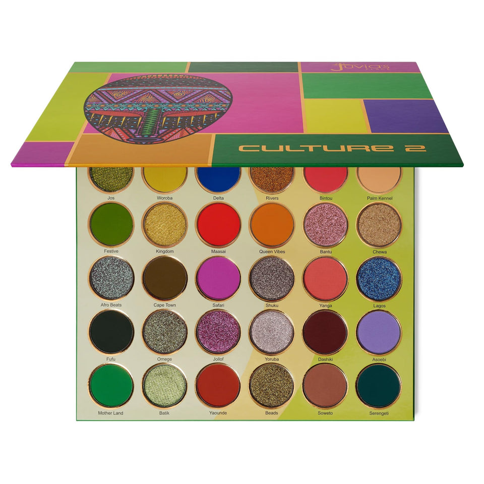 Juvia's Place Culture 2 palette front cover shows vibrant color payoff for versatile looks.