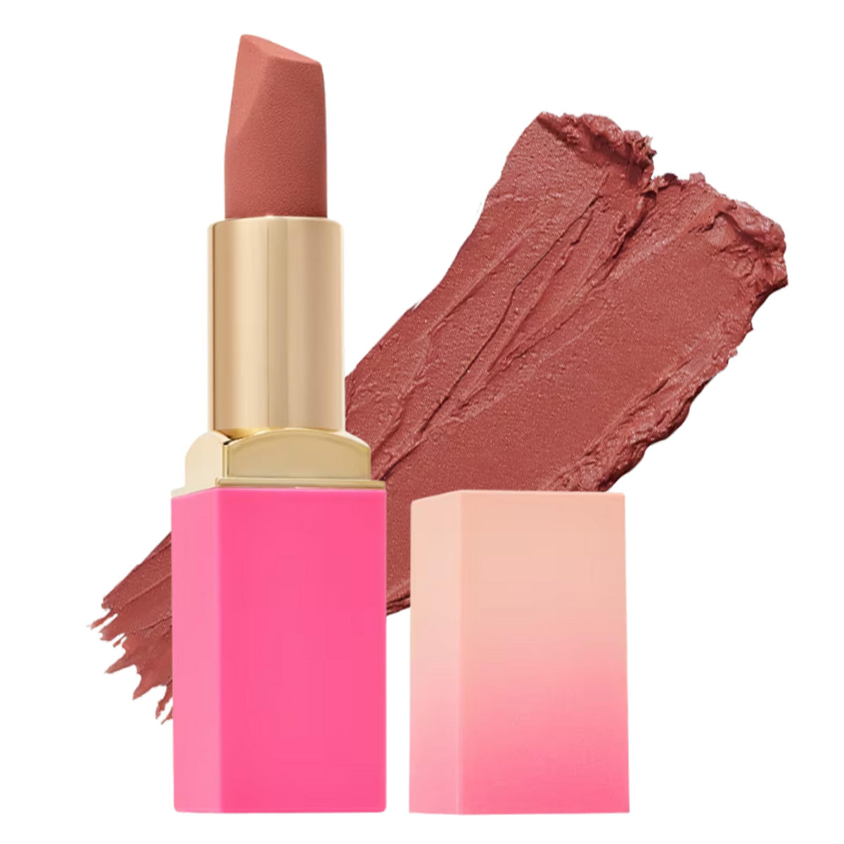 Juvia's Place Lipstick Me close-up showing creamy nude shade for long-lasting wear.