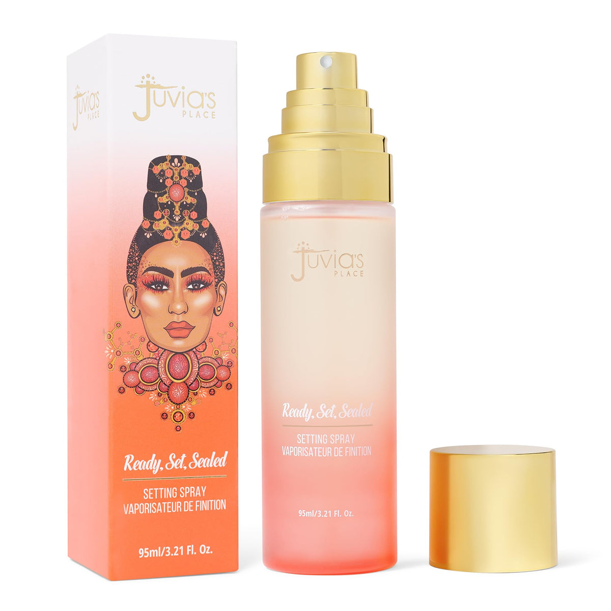 Juvia's Place Ready, Set, Sealed bottle delivers a satin matte finish for long-lasting makeup wear.