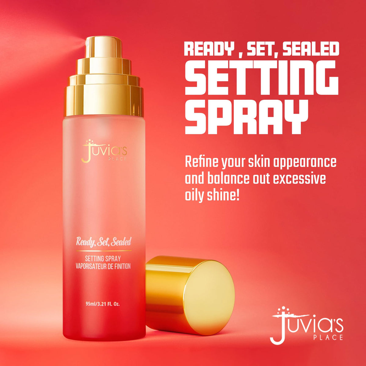 Juvia's Place Ready, Set, Sealed mist creates a micro-fine veil to lock makeup in place.