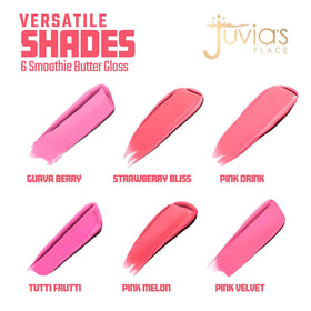 Applicator sweep of Juvia's Place Smoothie Lip Gloss Pink Velvet for precise application.